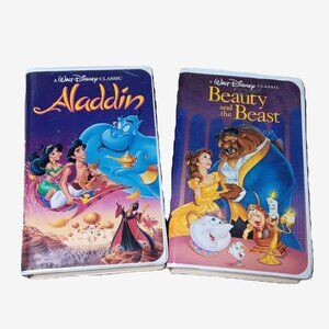 Black Diamond editions Beauty and the Beast and Aladdin VHS tape together